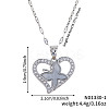 Elegant Brass Clear Cubic Zirconia Hollow Design Butterfly Heart Pendant Necklaces for Women XC3583-6