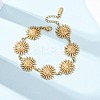 Textured  304 Stainless Steel Sun Link Chain Bracelets for Women BJEW-K293-06C-G-2