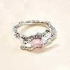 Oval Brass Cat Eye Cuff Rings for Women RJEW-U042-01P-4