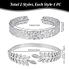 2Pcs 2 Styles 304 Stainless Steel Cuff Bangles BJEW-PH0004-49-2