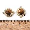 Natural Tiger Eye Faceted Connector Charms G-H323-03G-09-3