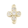 Brass Pave Clear Cubic Zirconia Flower Links Connector Charms LS-KK-Z061-02G-02-1