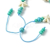 Turtle & Starfish Dyed Synthetic Turquoise Slider Bracelets BJEW-JB10279-01-3