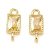 Brass Pave Cubic Zirconia Rectangle Connector Charms KK-P348-10G-2