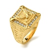 Ion Plating(IP) Square with Bird 304 Stainless Steel Rhinestone Signet Rings RJEW-Q815-04G-M-1