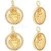 6Pcs Golden Tone Brass Micro Pave Cubic Zirconia Pendants KK-BBC0021-46-1