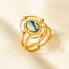 304 Stainless Steel with Natural Shell Cuff Open Rings for Women SL7571-4-1