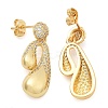 Rack Plating Brass Micro Pave Clear Cubic Zirconia Stud Earrings for Women EJEW-C125-21D-G-4