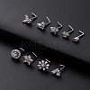 316L Surgical Stainless Steel Pearl Pink Cubic Zirconia L-Shaped Nose Rings WG135CD-17-1
