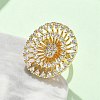 Brass Micro Pave Cubic Zirconia Adjustable Open Cuff Rings RJEW-V009-03G-3