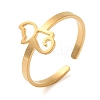 Hollow Cat 304 Stainless Steel Open Cuff Rings for Women RJEW-N048-07G-1