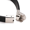 201 Stainless Steel Rectangle with Cross Link Bracelet with PU Leather Cord for Men Women BJEW-G649-08P-4
