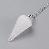 Platinum Tone Brass Crystal Cone Hexagonal Pointed Dowsing Pendulums MAK-M015-01I-5