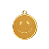 Smiling Face Charms 304 Stainless Steel Enamel Pendants STAS-OY004-17G-1