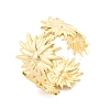 Flower Brass Cuff Rings for Women RJEW-B119-14G-03-4