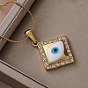 Trendy Cartoon 304 Stainless Steel Enamel White Evil Eye Rhombus Pendant Necklaces for Women MQ6271-2