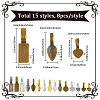 120Pcs 15 Styles Tibetan Style Alloy Glue-on Flat Pad Bails TIBE-SP0001-29-2