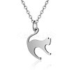 Non-Tarnish 201 Stainless Steel Kitten Pendant Necklaces LS-NJEW-T009-JN126-40-1-1