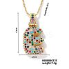 Brass Pave Colorful Cubic Zirconia Letter Pendant Box Chain Necklaces NU0575-5-1