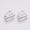 Brass Micro Pave Cubic Zirconia Hoop Earring Findings with Latch Back Closure ZIRC-K075-34P-1