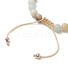Natural Flower Amazonite Round Beaded Braided Bead Bracelets BJEW-JB10692-02-4