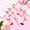 Alloy Crystal Rhinestone & Resin Ballet Dancer Girl Keychain KEYC-YW00228-01-5