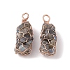 Rack Plating Copper Wire Wrapped Natural Labradorite Chip Big Pendants G-C130-01RG-10-1