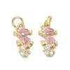 Brass Micro Pave Cubic Zirconia Charms KK-F930-06G-1