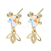 Brass Micro Pave Cubic Zirconia Fish Dangle Stud Earrings EJEW-K320-01G-23-1