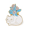 Cartoon Yoga Cat & Flower Enamel Pins JEWB-E030-01G-01-1