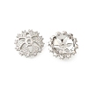Flower Brass Clear Cubic Zirconia Bead Caps KK-V008-04P-1