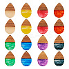 16Pcs 8 Colors Transparent Resin & Walnut Wood Pendants RESI-TA0002-66-2