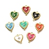 304 Stainless Steel Enamel Heart Connector Charms STAS-Q337-02G-1