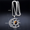 Gothic Moon Sun 201 Stainless Steel Pave Natural Tiger Eye Pendant Necklaces for Women FS-WG56BEB-01-2