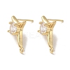 Brass with Clear Cubic Zirconia Stud Earring Findings KK-G499-01G-2
