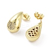 Teardrop Rack Plating Brass Cubic Zirconia Stud Earrings for Women EJEW-B047-02G-04-2