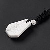 Natural Howlite Hexagon Pendant Necklace with Nylon Cord NJEW-G094-A09-4