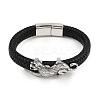 11.5MM Microfiber Leather Braided Cord Leopard Bracelets BJEW-H631-02AS-01-4