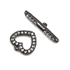 Heart Brass Micro Pave Clear Cubic Zirconia Toggle Clasps KK-G548-37-3