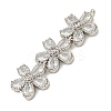 Brass Pave Clear Cubic Zirconia Three Flower Links Connector Charms X-KK-P277-51P-2