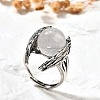 Natural Quartz Crystal Wings Adjustable Rings RJEW-K241-04AS-07-3
