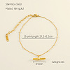 201 Stainless Steel T Bar Charm Anklets for Women FS-WG8F6B6-01-5