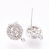 Brass Micro Pave Cubic Zirconia Stud Earring Findings KK-F753-10P-RS-2
