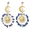 Vintage Natural Lapis Lazuli Ear Studs EJEW-JE05807-04-1