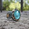 Oval Alloy with Glass Finger Rings FS-WG0E890-04-1