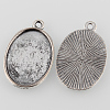 Tibetan Style Antique Silver Alloy Flat Oval Pendant Cabochon Settings TIBEP-M022-37AS-2