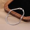 925 Sterling Silver Wheat Chain Bracelets for Women BJEW-A037-09P-3