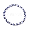 Handmade Flower Printed Porcelain Ceramic & Natural Lapis Lazuli Beads Stretch Bracelets for Women BJEW-JB12932-2