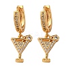 Wine Glass Brass Micro Pave Cubic Zirconia Dangle Hoop Earrings EJEW-F384-16G-01-4