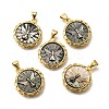 Brass with Natural Shell Carved Pendants KK-Z091-01G-01-1